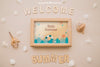 Summer Concept With Frame In Sand Psd