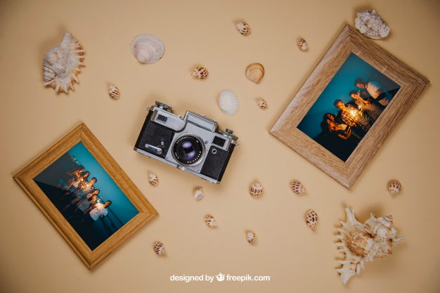 Summer Concept With Frames And Camera Psd