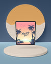 Summer Concept With Horizontal Tablet Psd
