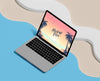 Summer Concept With Laptop And Beach Psd