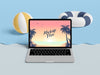 Summer Concept With Laptop And Sea Psd
