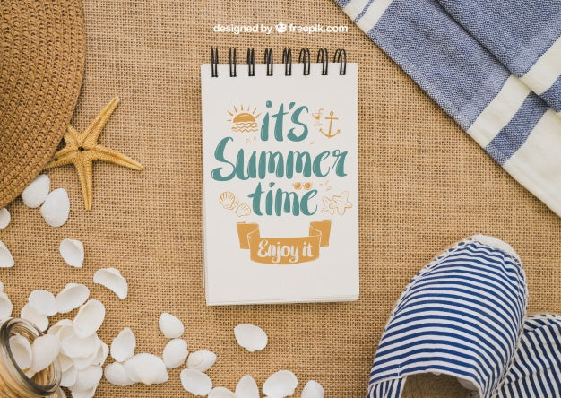 Summer Concept With Notepad Psd