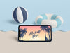 Summer Concept With Phone And Sea Psd