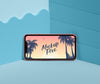 Summer Concept With Smartphone In Corner Psd