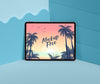 Summer Concept With Tablet In Blue Corner Psd