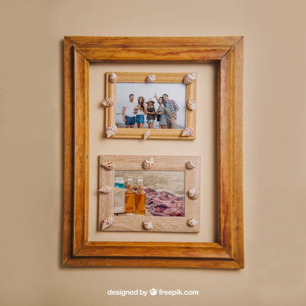 Summer Concept With Wooden Frames Psd