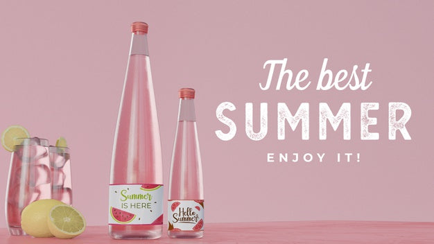 Summer Drinks On Table With Typography Psd