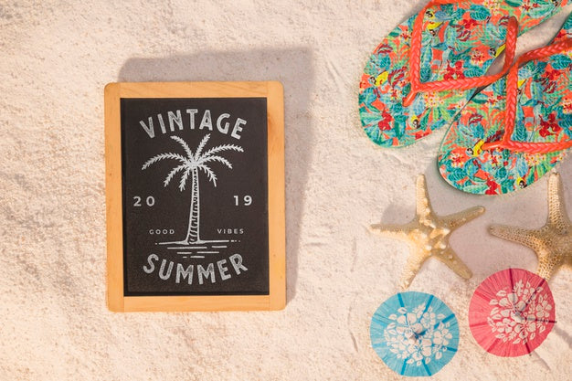 Summer Mockup With Colorful Sandals Psd