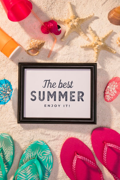 Summer Mockup With Colorful Sandals Psd