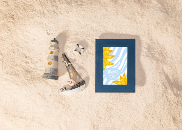 Summer Mockup With Marine Elements Psd