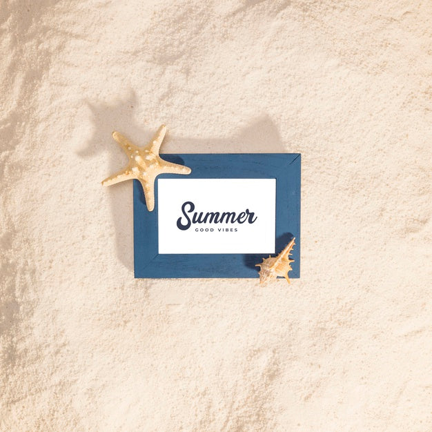 Summer Mockup With Marine Elements Psd
