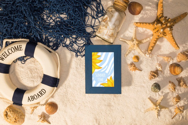 Summer Mockup With Marine Elements Psd