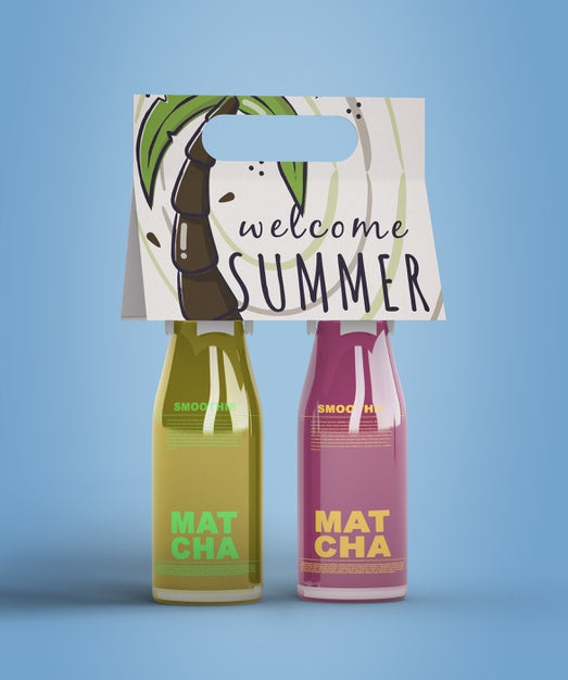 Summer Smoothies On Blue Background Psd