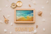 Summer Theme With Compass And Frame Psd