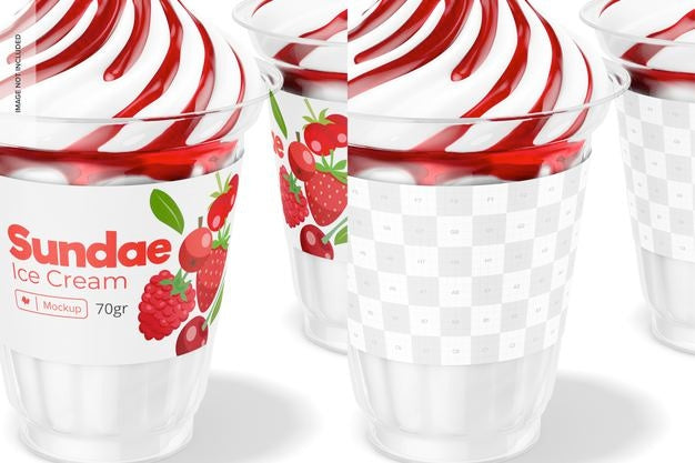 Sundae Ice Cream Cup Mockup, Close Up Psd