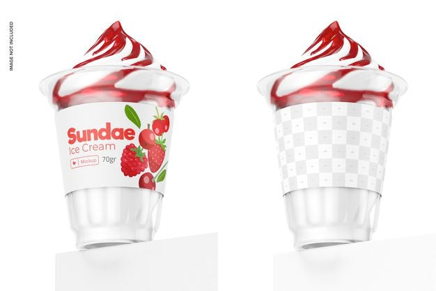 Sundae Ice Cream Cup On Podium Mockup Psd
