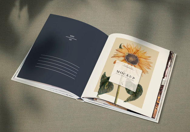 Sunflower On A Magazine Mockup Psd