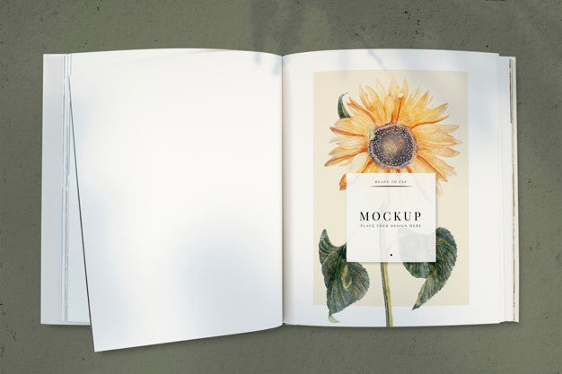 Sunflower On A Magazine Mockup With A Blank Space Psd