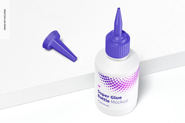 Super Glue Bottle Mockup, Perspective Psd