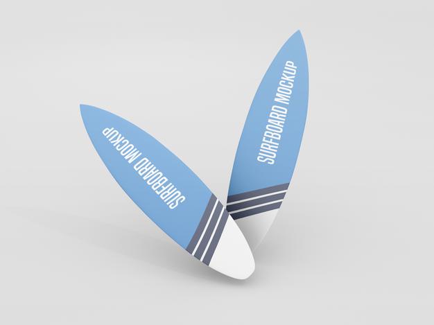 Surfboard Mockup Set On White Background Psd