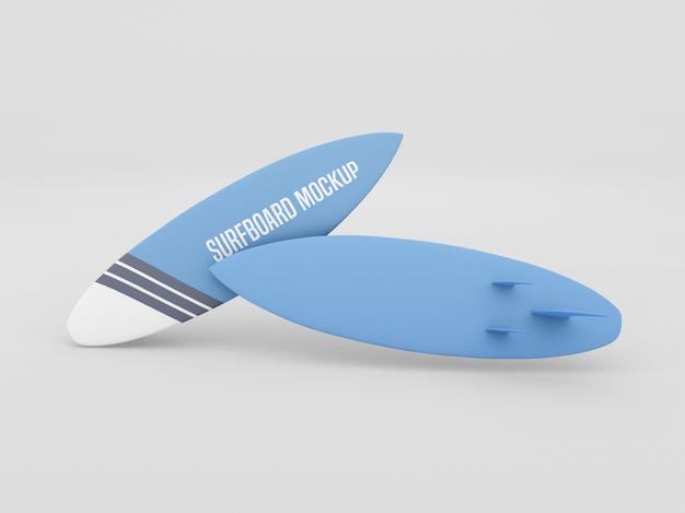 Surfboard Mockup Set On White Background Psd