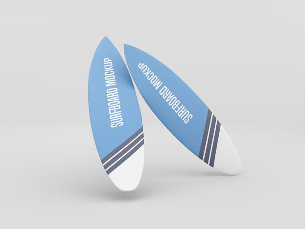 Surfboard Mockup Set On White Background Psd