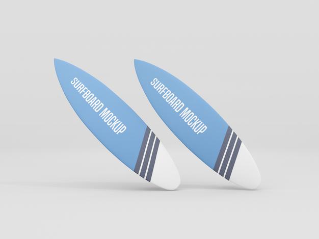 Surfboard Mockup Set On White Background Psd