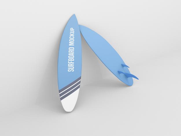 Surfboard Mockup Set On White Background Psd