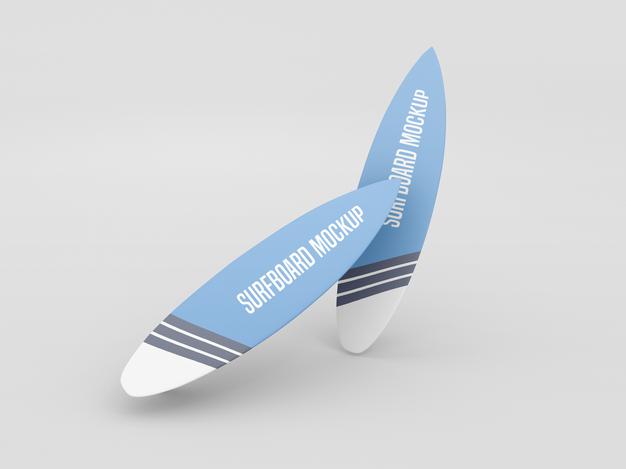 Surfboard Mockup Set On White Background Psd