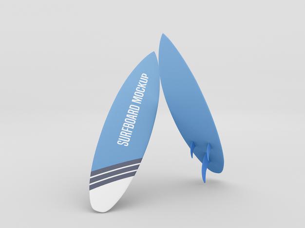 Surfboard Mockup Set On White Background Psd