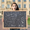 Surprised Girl Holding A Blackboard Mock-Up Psd
