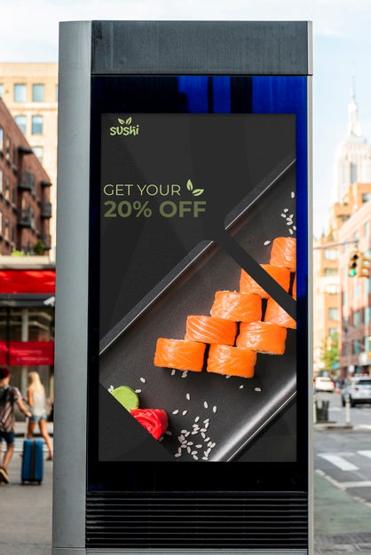 Sushi Discount Billboard Mock-Up Psd