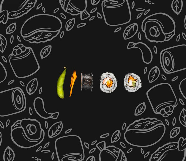 Sushi Rolls On Table With Mokc-Up Psd