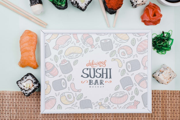 Sushi Rolls With Frame Psd