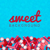 Sweet Background With Pink Candies And Raspberries Psd