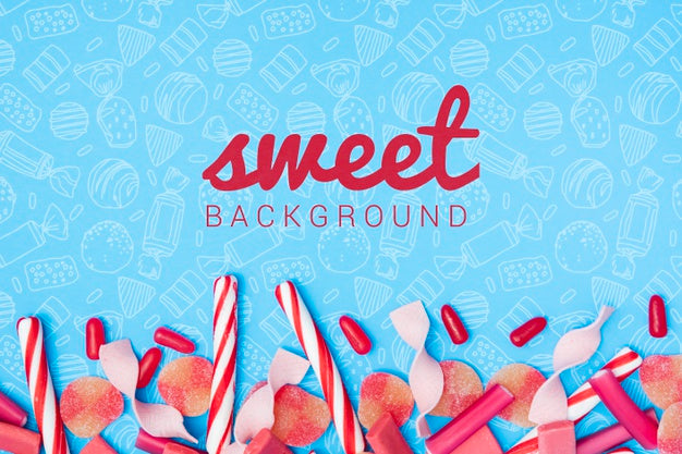 Sweet Background With Sugar Candy Sticks Psd