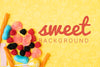 Sweet Background With Sugar Drops With Doodles Psd