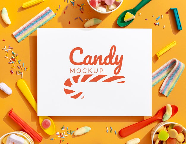 Sweet Candies Assortment With Mock-Up Psd