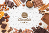 Sweet Chocolate Frame With White Background Mock-Up Psd