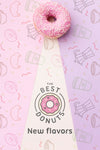 Sweet Pink Donut With Mock-Up Psd