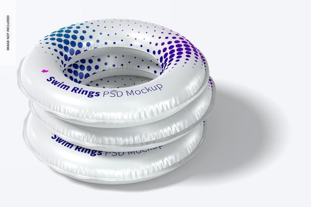 Swim Rings Mockup, Stacked Set Psd