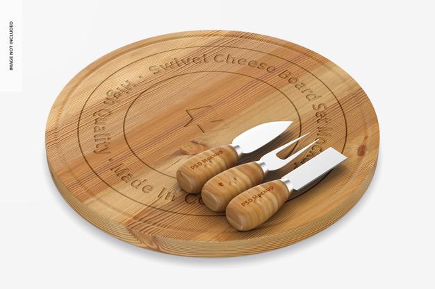 Swivel Cheese Board Set Mockup Psd