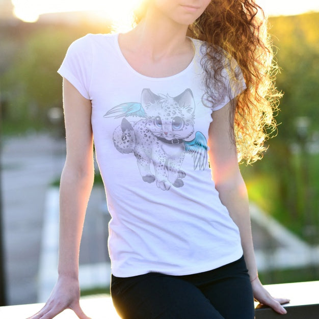 Young Woman Wearing a Womens T-Shirt Mockup
