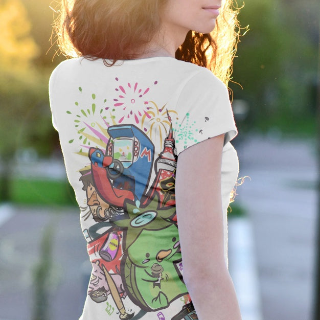 Woman Wearing a T-Shirt Mockup Outdoors Back View