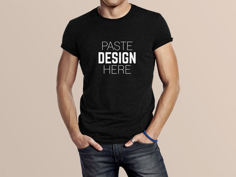 Mens Black T-Shirt Mockup PSD