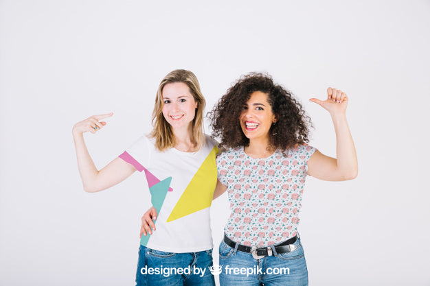 T Shirt Mockup With Women Psd