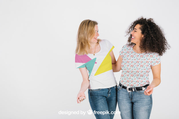 T Shirt Mockup With Women Psd