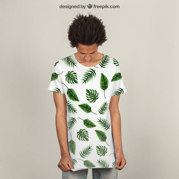 Young Man Wearing a Long T-Shirt Mockup