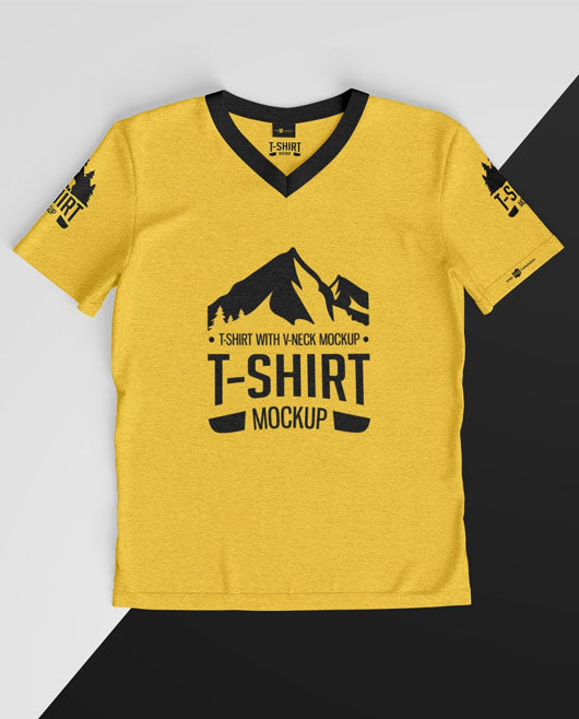 T-Shirts With V-Neck Mockup Set
