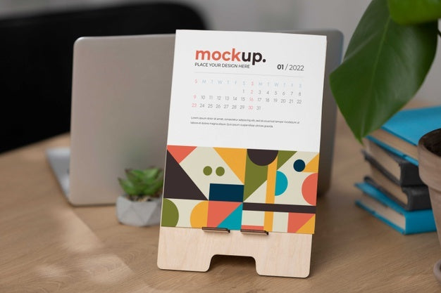 Table Display With Calendar Mockup In Real Life Psd